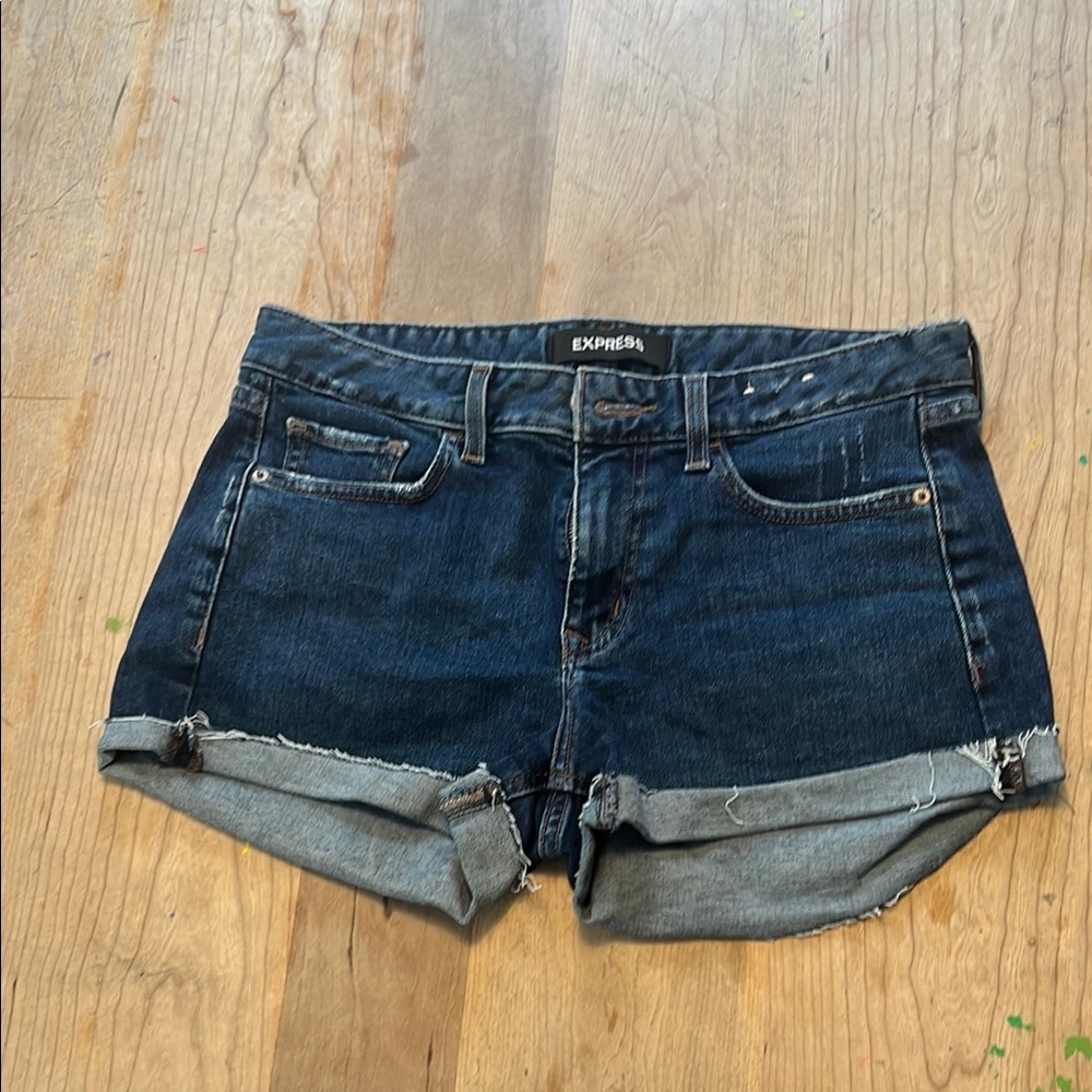Express Women's Dark Blue Denim Shorts